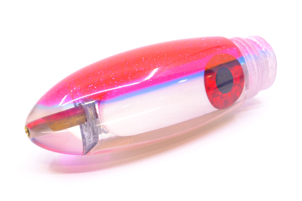 Coggin Lures Real White MOP Pink-Blue Back Black-Red Eyes Da Bomb Bullet 9" 6.7oz