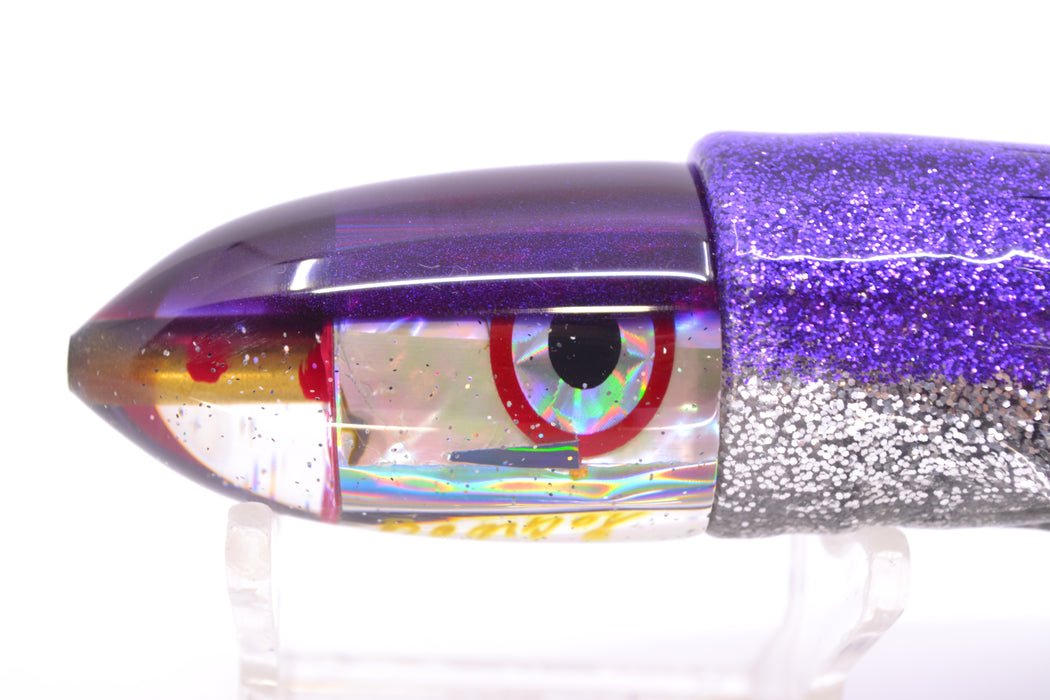 Bomboy Lures White Abalone Purple Back Baby Bomb 9" 5oz Skirted Purple-Silver/Silver-Black