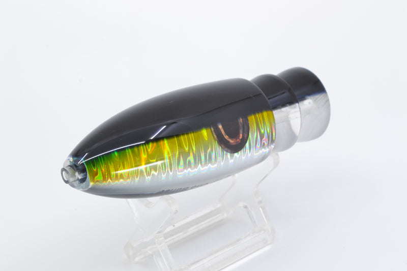 Moyes Lures Chartreuse-Silver Aurora Black Back Keeled Medium Ono Bullet 9" 5.8oz GZE