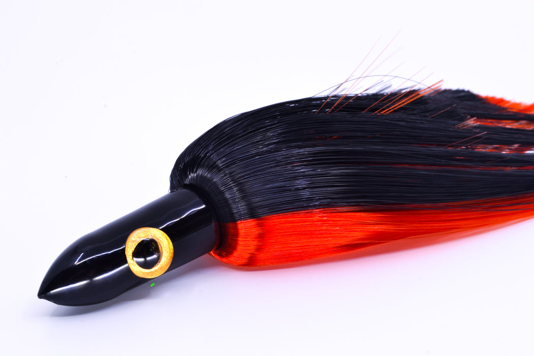 Iland Lures Black-Orange Hair Black Head "Hawaiian Eye" Ilander 8.5" 2.5oz IL405-OR/BK