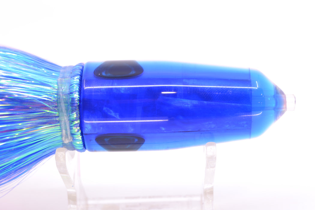 Moyes Lures White MOP Blue Back Sicario Bullet 8" 4.8oz Flashabou Blue-White/Pink GZE