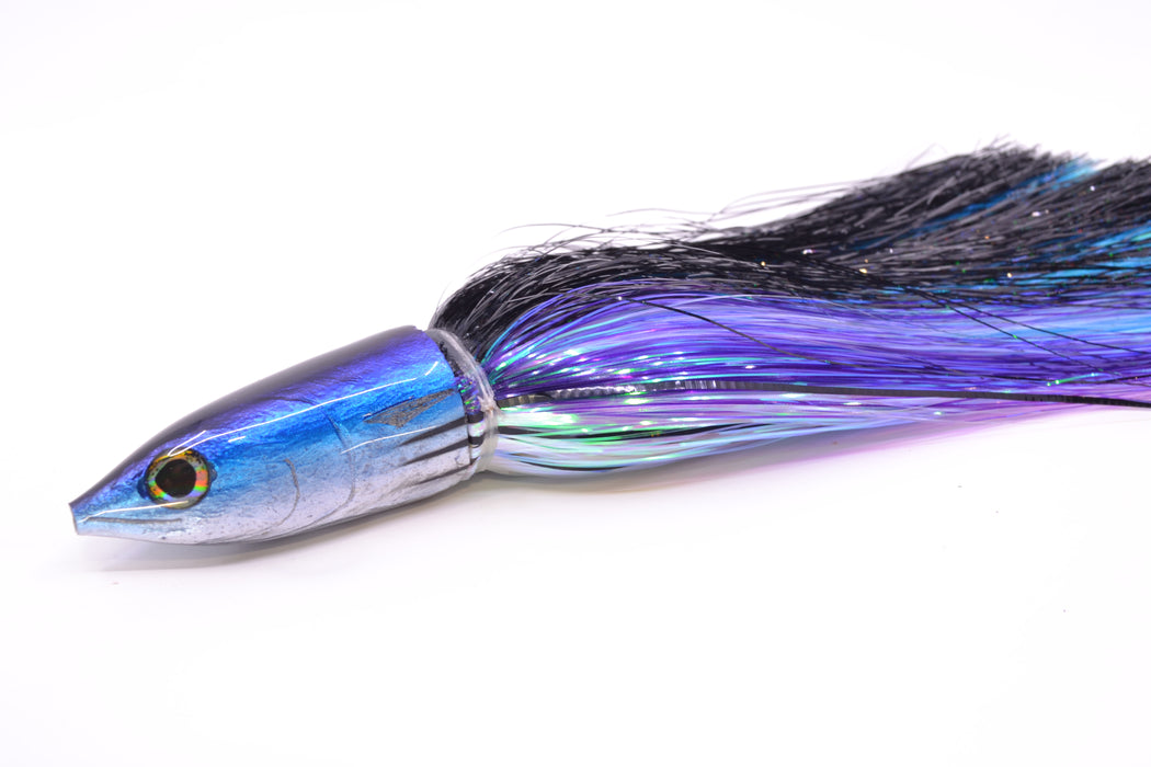 Ali'i Kai Lures Small Aku 9" 6oz EZ Flash Black-Purple Stripes-White with Aku Stripes GZE