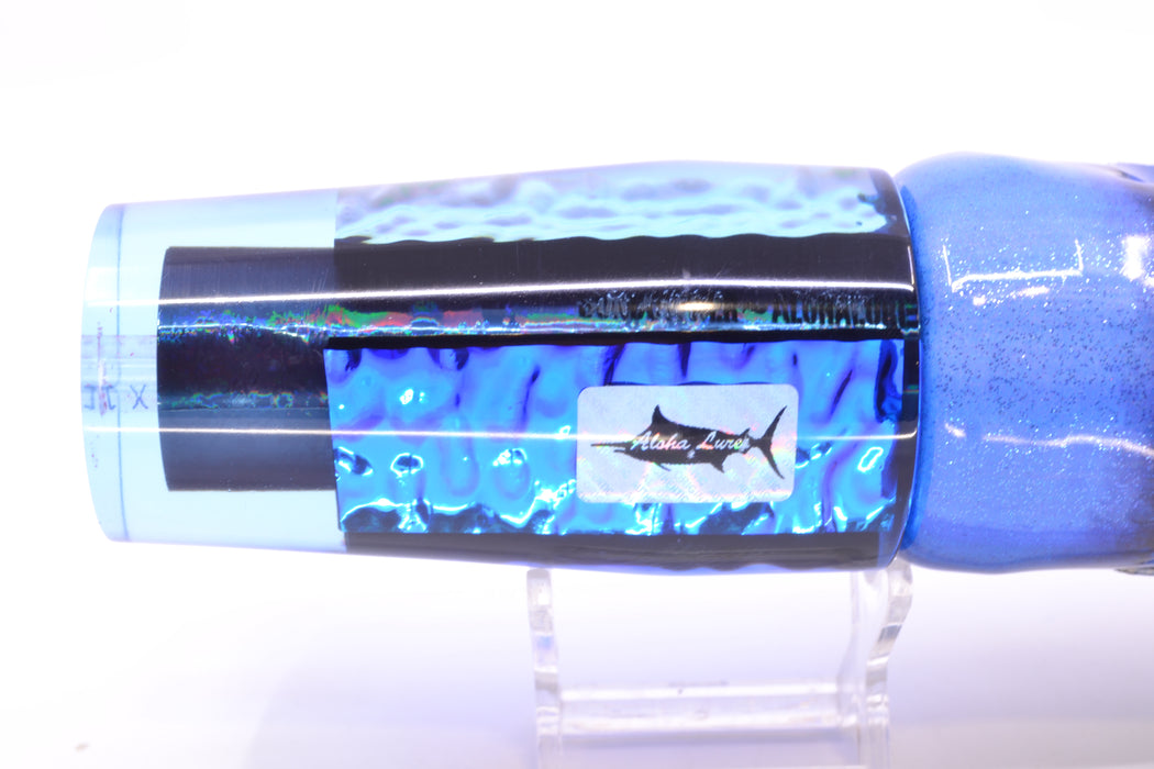 Aloha Lures Black Rainbow Blue Dichro Sundowner 14" 11.5oz FT Vinyl Blue Tiger