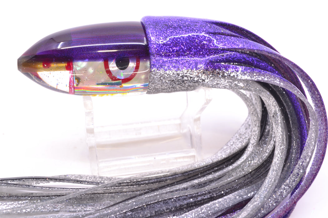 Bomboy Lures White Abalone Purple Back Baby Bomb 9" 5oz Skirted Purple-Silver/Silver-Black