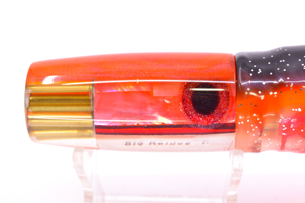 Big Reidee Orange MOP Orange Back 4-Hole Pusher 9" 6.6oz Skirted Black-Clear/Pink