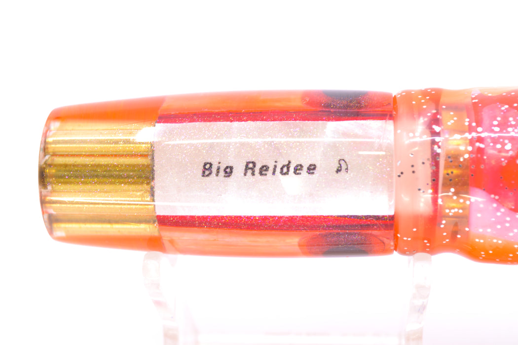 Big Reidee Orange MOP Orange Back 4-Hole Pusher 9" 6.6oz Skirted Black-Clear/Pink