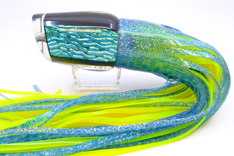 Marlin Magic Ice Blue-Akule Lava Black Magic Hibby 14" 11oz Skirted Blue Dots/Chartreuse