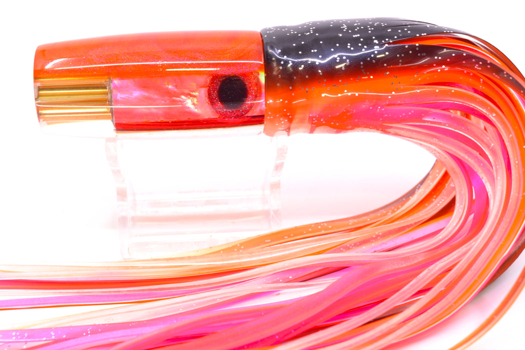 Big Reidee Orange MOP Orange Back 4-Hole Pusher 9" 6.6oz Skirted Black-Clear/Pink