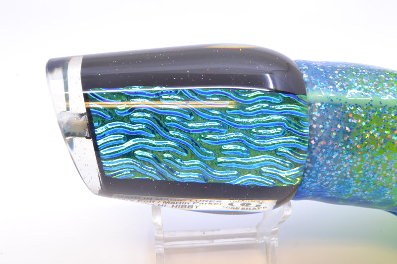 Marlin Magic Ice Blue-Akule Lava Black Magic Hibby 14" 11oz Skirted Blue Dots/Chartreuse