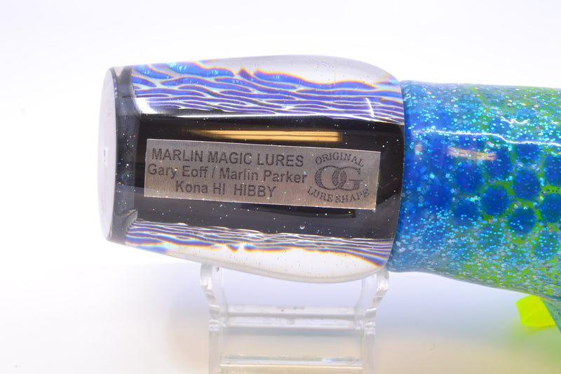Marlin Magic Ice Blue-Akule Lava Black Magic Hibby 14" 11oz Skirted Blue Dots/Chartreuse