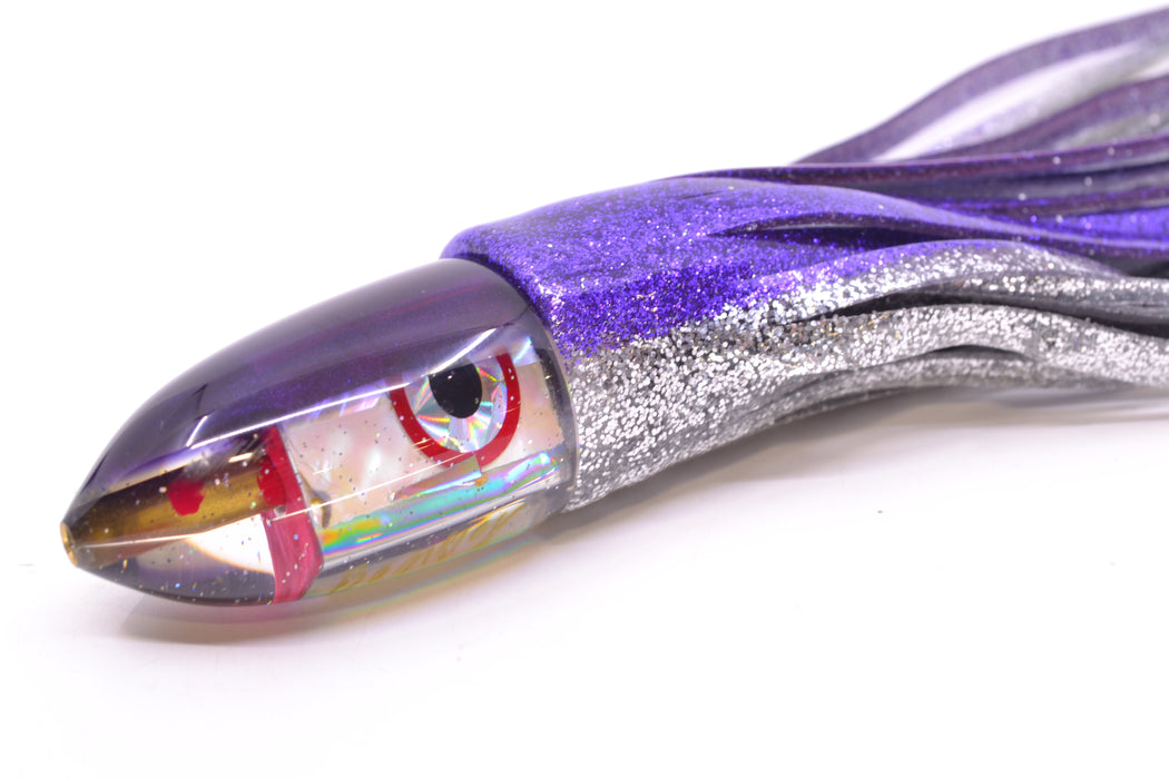 Bomboy Lures White Abalone Purple Back Baby Bomb 9" 5oz Skirted Purple-Silver/Silver-Black