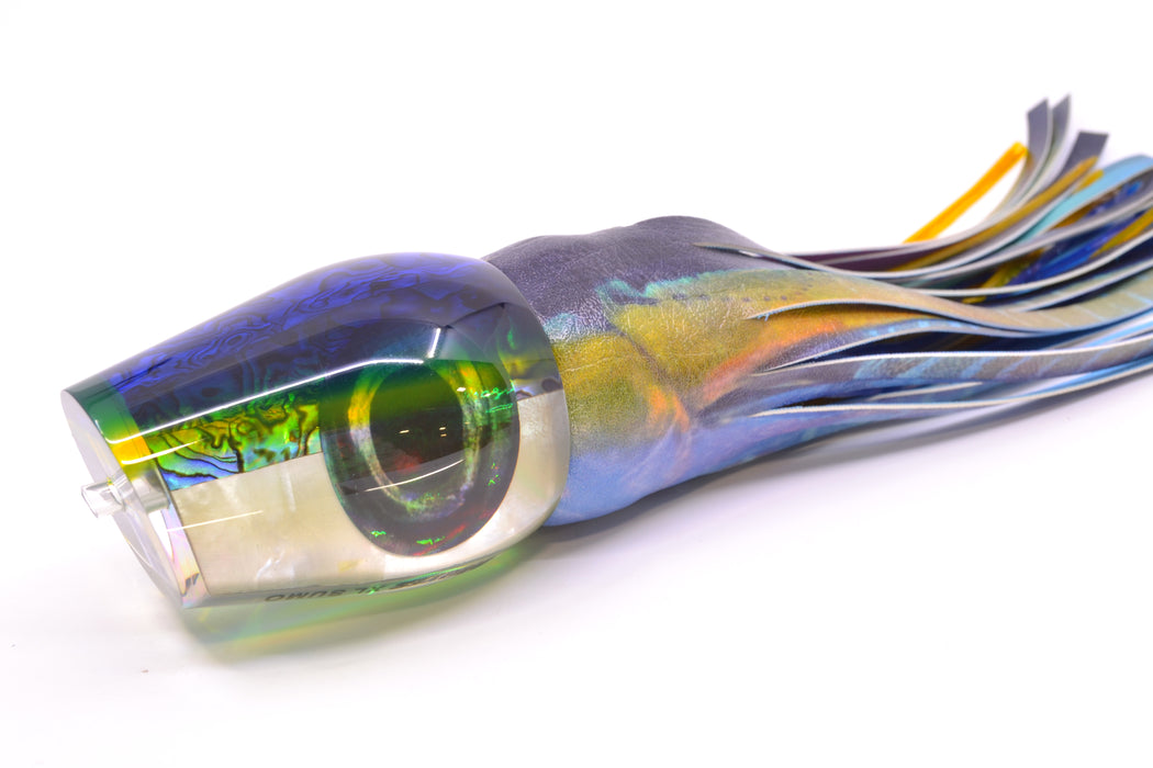 Moyes Lures Yellowfin Paua-MOP Blue-Yellow Back XL Sumo 16" 16.4oz ALV Vinyl Yellowfin GZE
