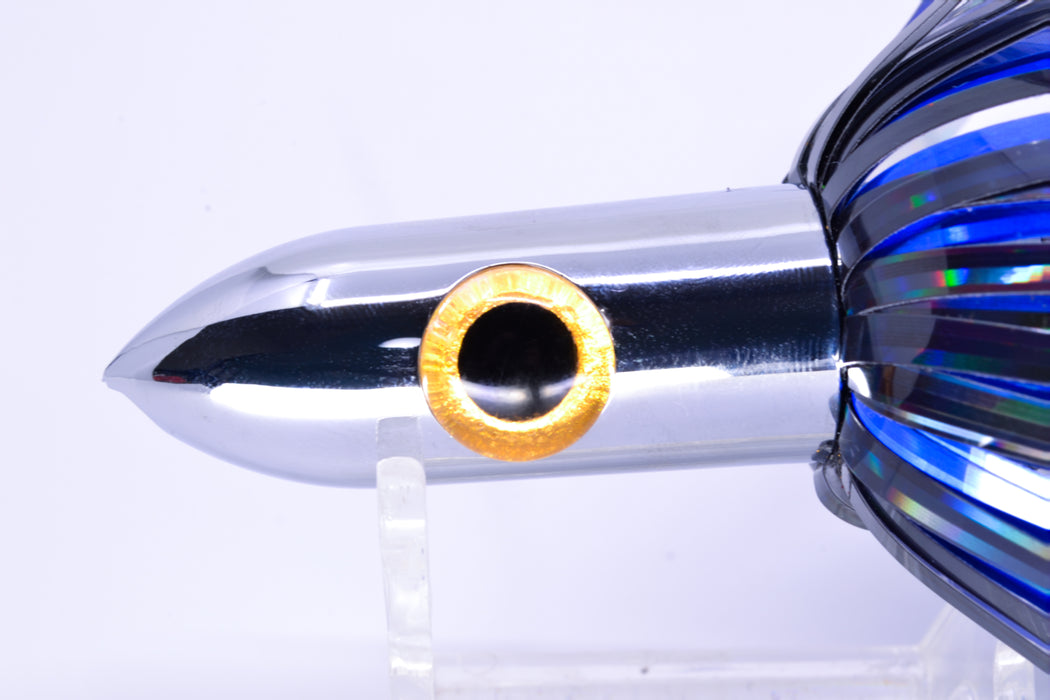 Iland Lures Black-Blue Mylar Hair Chrome Head "Hawaiian Eye" Ilander 8.5" 2.5oz IL400M-BK/BL
