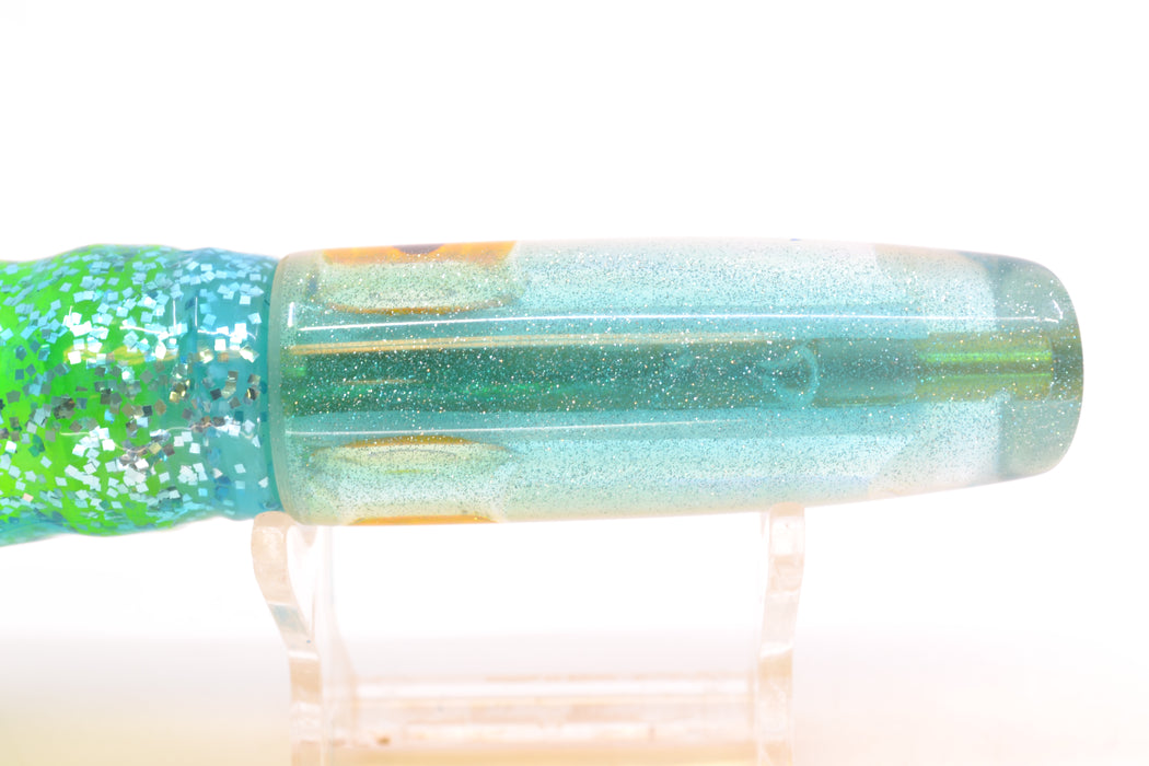 Coggin Lures White Pearl Glass Ice Blue Back Malolo Fying Fish 7" 3oz Skirted Ice Blue/Rainbow