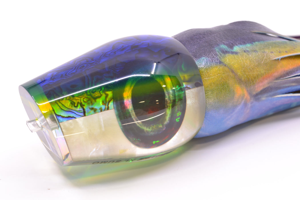 Moyes Lures Yellowfin Paua-MOP Blue-Yellow Back XL Sumo 16" 16.4oz ALV Vinyl Yellowfin GZE