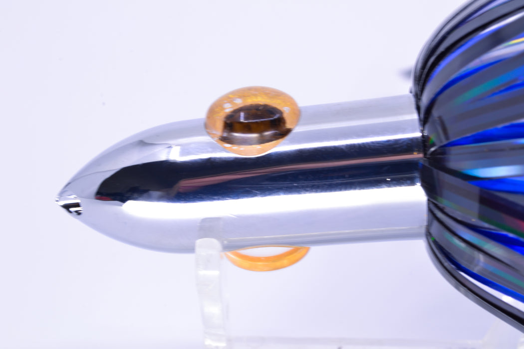 Iland Lures Black-Blue Mylar Hair Chrome Head "Hawaiian Eye" Ilander 8.5" 2.5oz IL400M-BK/BL