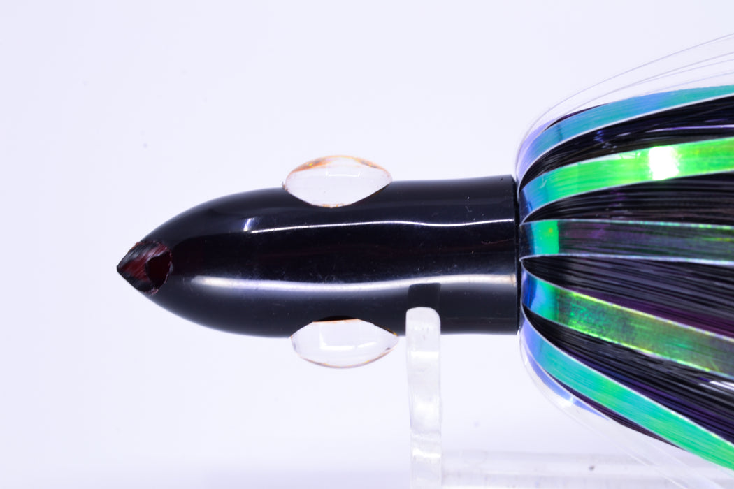 Iland Lures Flasher Series Black-Purple-Crystal Hair Black Head Jr. Dredge Ilander 6.5" 1oz DJR455F-BK/PL/CY