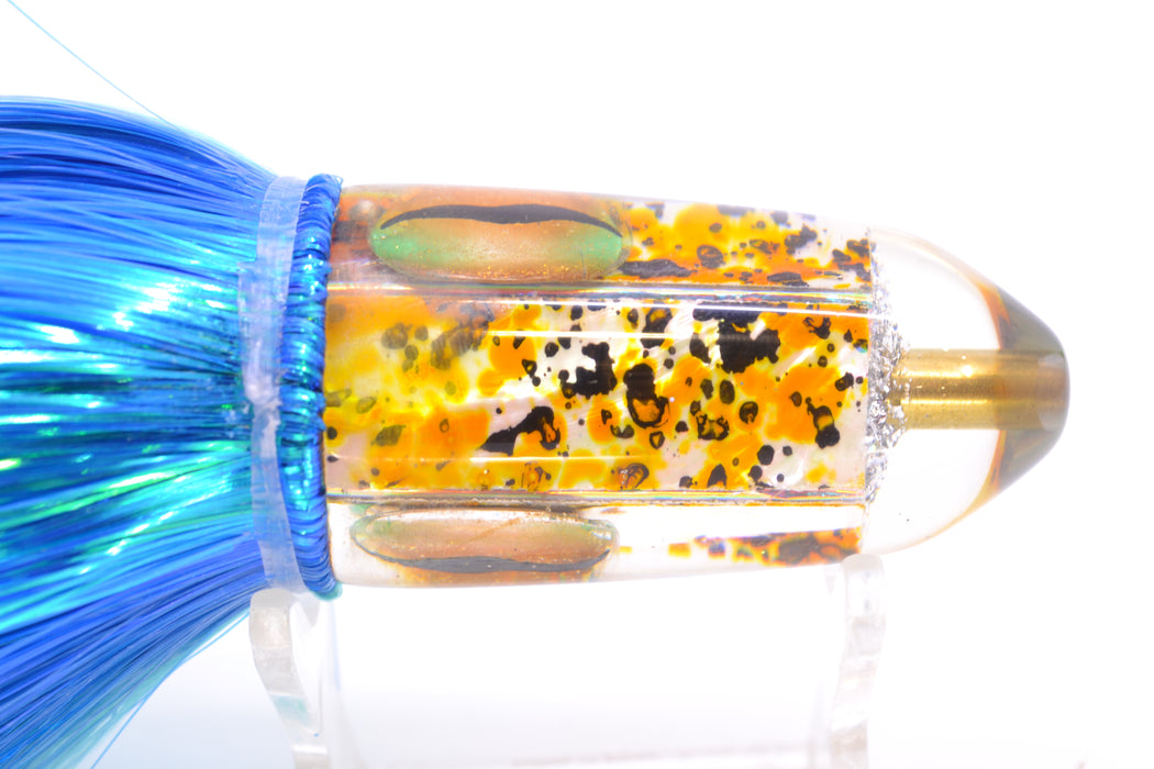 Ganku Lures Black-Yellow-White MOP Cuttlefish Bullet 10" 7oz Strobez Royal Blue-Ice Blue