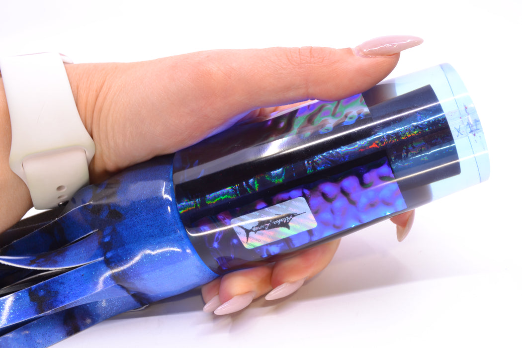 Aloha Lures Black Rainbow Blue Dichro Sundowner 14" 11.5oz FT Vinyl Blue Tiger