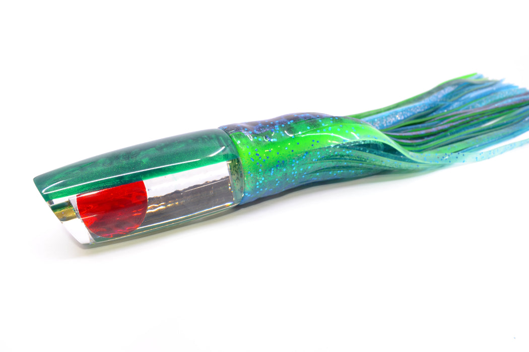 Koya Lures Clear Mirrored Green Back Small 614 10" 6oz Skirted Black Dots-Blue Dots