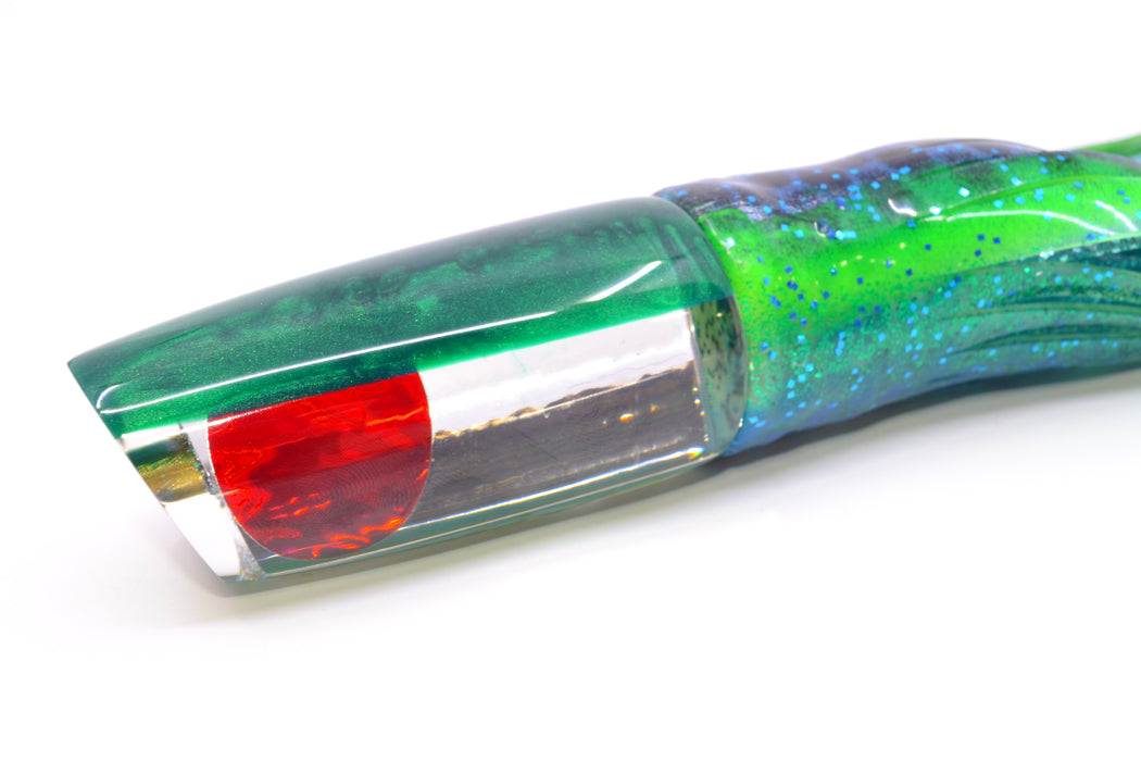 Koya Lures Clear Mirrored Green Back Small 614 10" 6oz Skirted Black Dots-Blue Dots