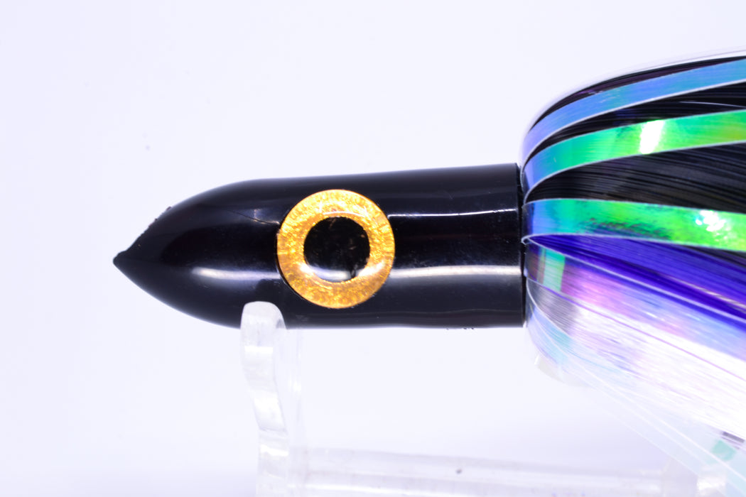 Iland Lures Flasher Series Black-Purple-Crystal Hair Black Head Jr. Dredge Ilander 6.5" 1oz DJR455F-BK/PL/CY