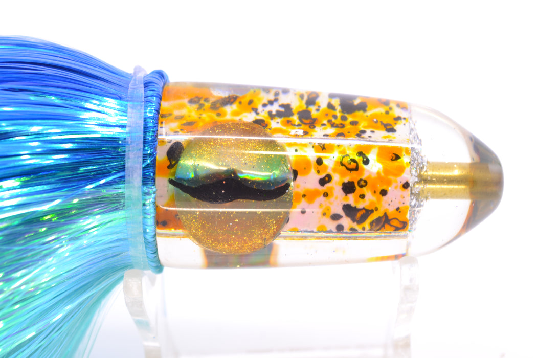 Ganku Lures Black-Yellow-White MOP Cuttlefish Bullet 10" 7oz Strobez Royal Blue-Ice Blue