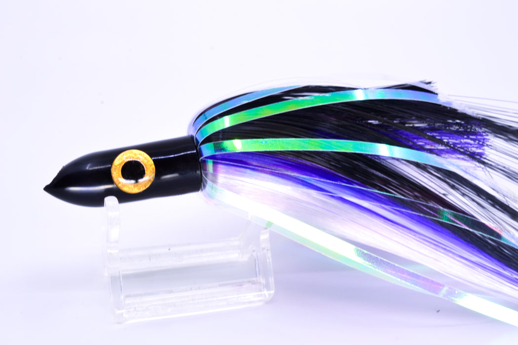 Iland Lures Flasher Series Black-Purple-Crystal Hair Black Head Jr. Dredge Ilander 6.5" 1oz DJR455F-BK/PL/CY