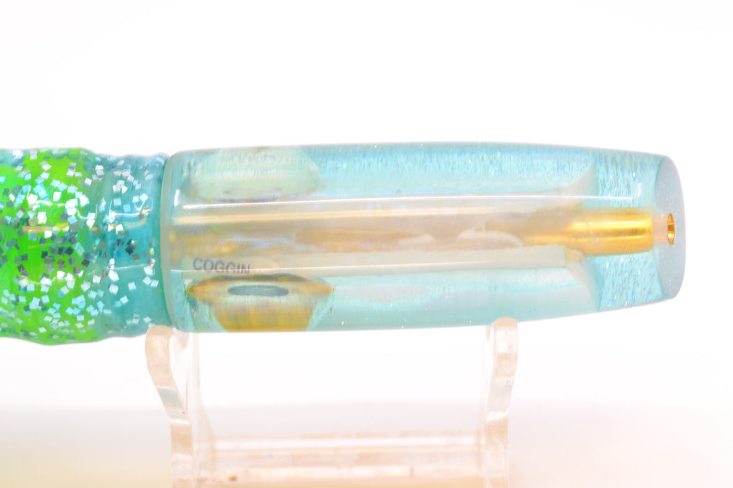 Coggin Lures White Pearl Glass Ice Blue Back Malolo Fying Fish 7" 3oz Skirted Ice Blue/Rainbow