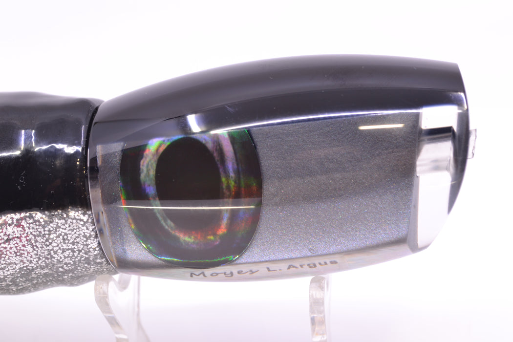 Moyes Lures Silver Pearl Black Back Taxi Eyes Large Argus 14" 10oz Skirted Black-Silver