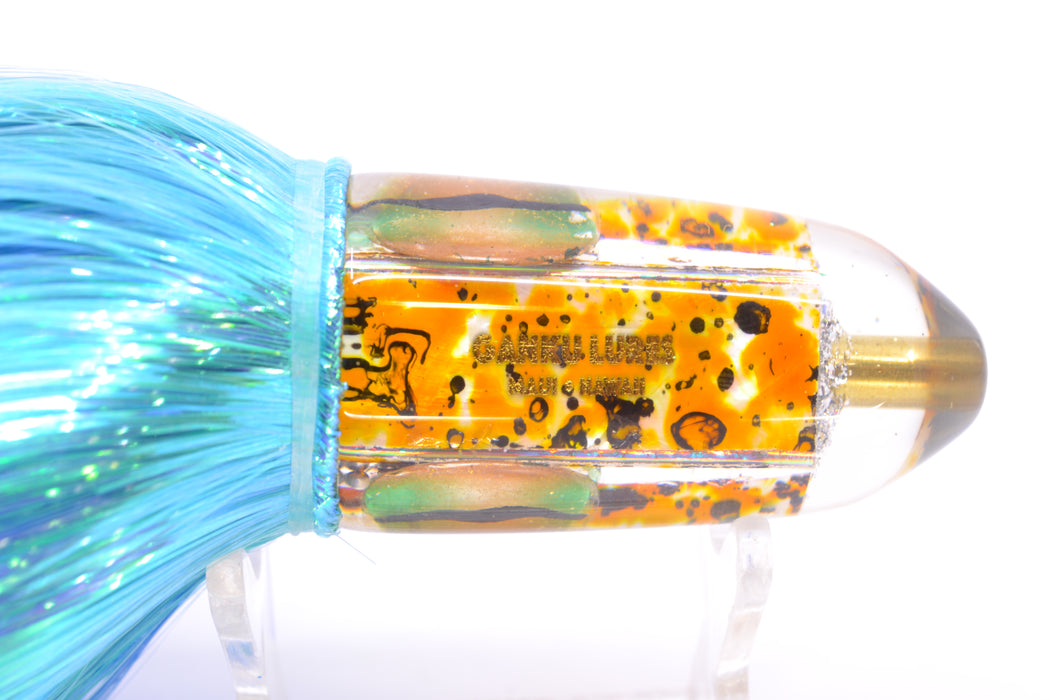 Ganku Lures Black-Yellow-White MOP Cuttlefish Bullet 10" 7oz Strobez Royal Blue-Ice Blue