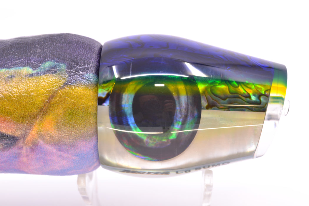 Moyes Lures Yellowfin Paua-MOP Blue-Yellow Back Large Sumo 14" 10.3oz ALV Vinyl Yellowfin GZE