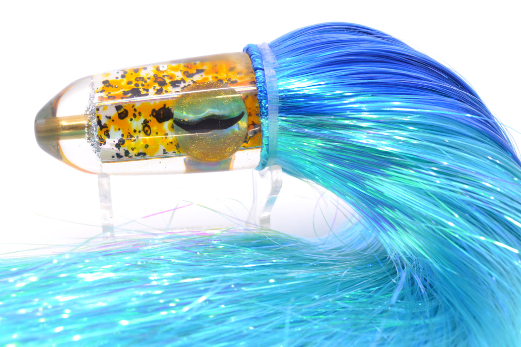 Ganku Lures Black-Yellow-White MOP Cuttlefish Bullet 10" 7oz Strobez Royal Blue-Ice Blue