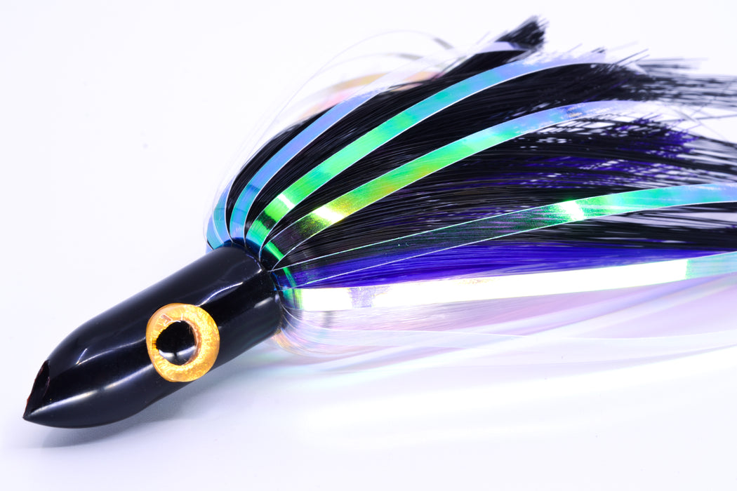Iland Lures Flasher Series Black-Purple-Crystal Hair Black Head Jr. Dredge Ilander 6.5" 1oz DJR455F-BK/PL/CY