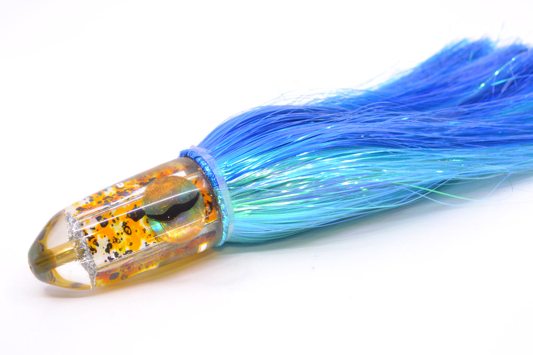 Ganku Lures Black-Yellow-White MOP Cuttlefish Bullet 10" 7oz Strobez Royal Blue-Ice Blue
