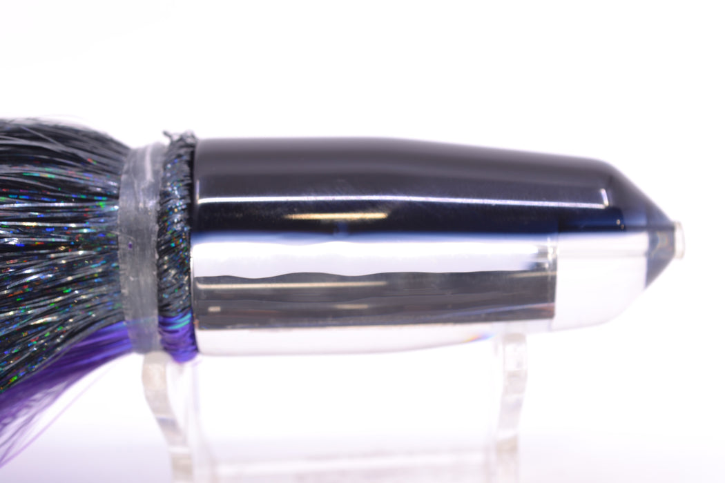 Moyes Lures Clear Mirrored Black Back Sicario Bullet 8" 4.8oz Strobez Black-Purple/Blue