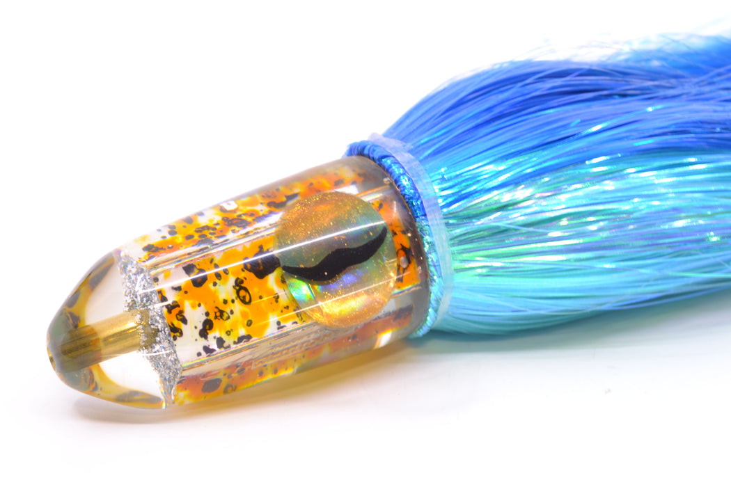 Ganku Lures Black-Yellow-White MOP Cuttlefish Bullet 10" 7oz Strobez Royal Blue-Ice Blue