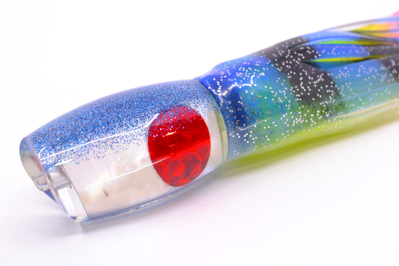 Moyes Lures White MOP Blue Back Red Eyes Small Argus 9" 3.5oz Skirted Fruit Salad