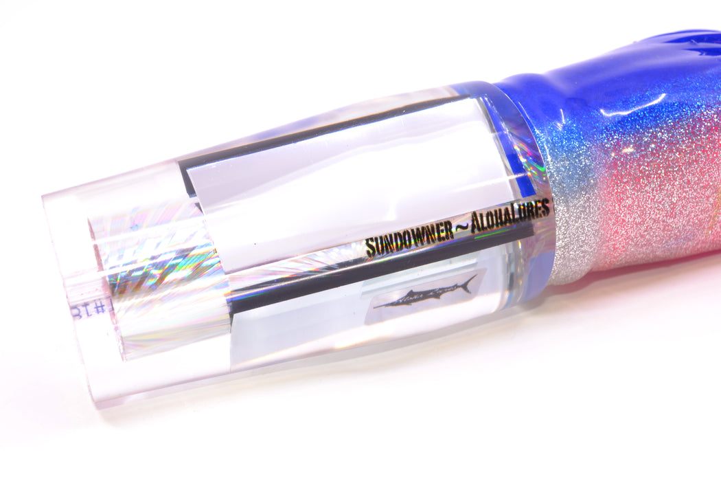 Aloha Lures Mirrored Silver Rainbow Starburst Sundowner 14" 11.5oz Skirted Blue-Silver/Pink
