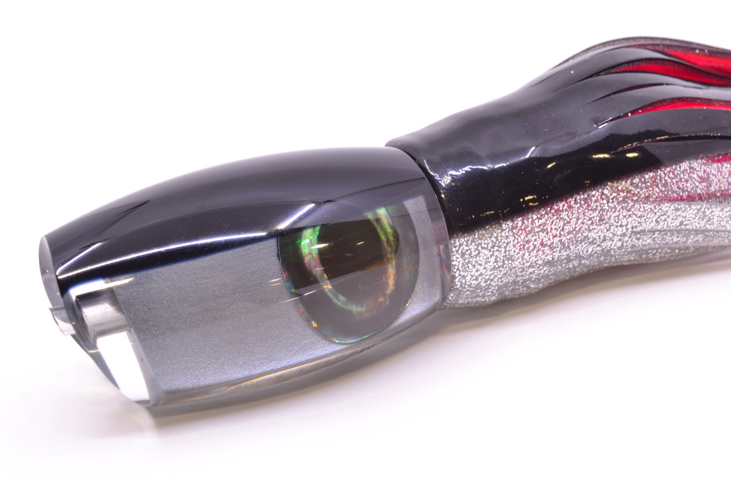 Moyes Lures Silver Pearl Black Back Taxi Eyes Large Argus 14" 10oz Skirted Black-Silver