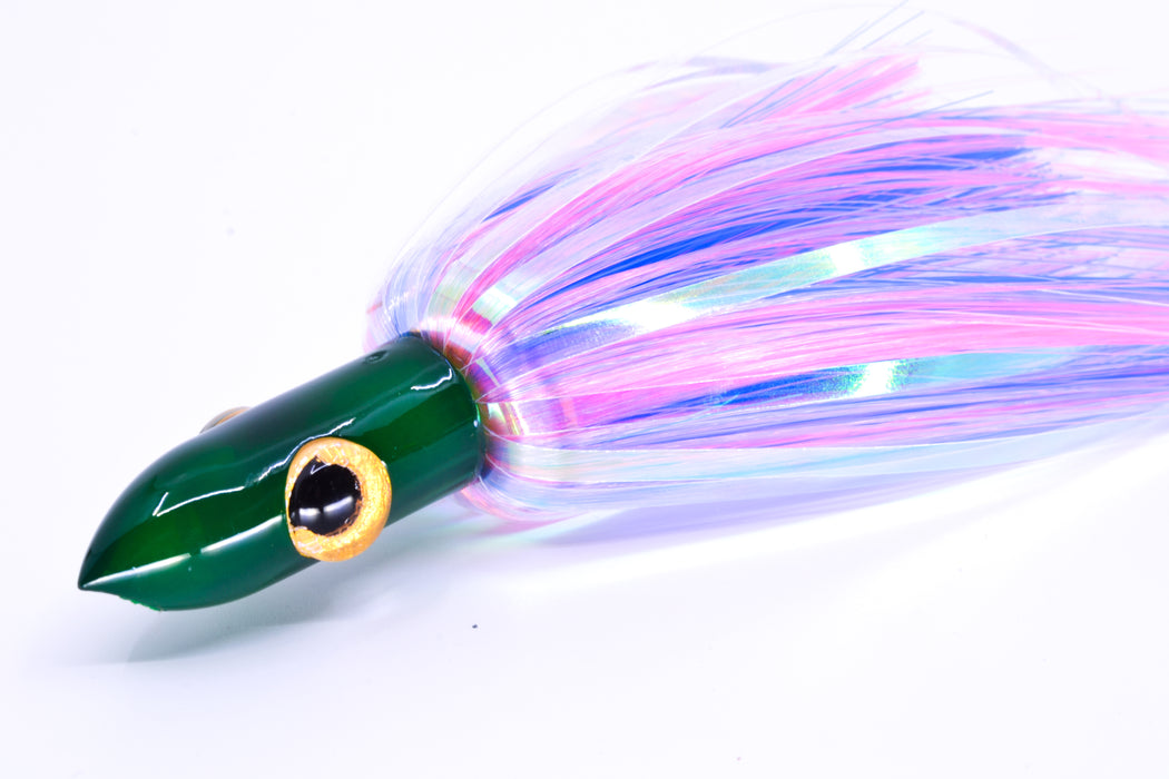 Iland Lures Flasher Series Crystal-Pink-Blue Hair Green Head Jr. Dredge Ilander 6.5" 1oz DJR452F-CY/EPK/EBLMIX