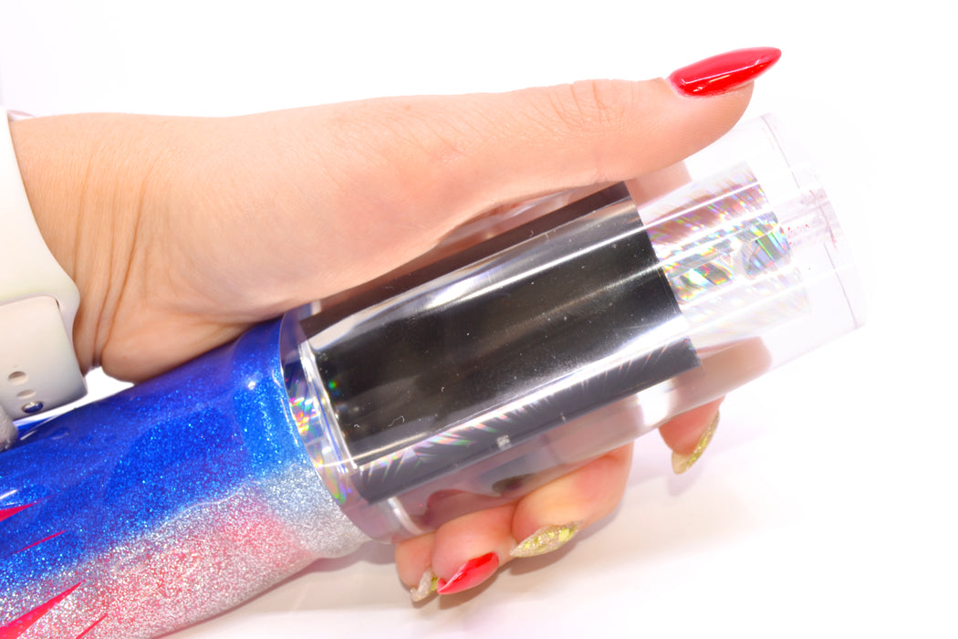 Aloha Lures Mirrored Silver Rainbow Starburst Sundowner 14" 11.5oz Skirted Blue-Silver/Pink