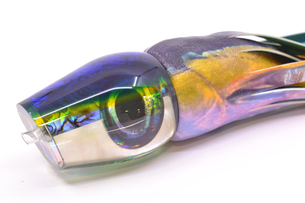 Moyes Lures Yellowfin Paua-MOP Blue-Yellow Back Large Sumo 14" 10.3oz ALV Vinyl Yellowfin GZE