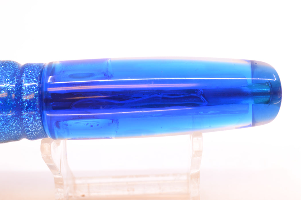 Coggin Lures White Pearl Glass Blue Back Malolo Fying Fish 7" 3oz Skirted Blue-Silver
