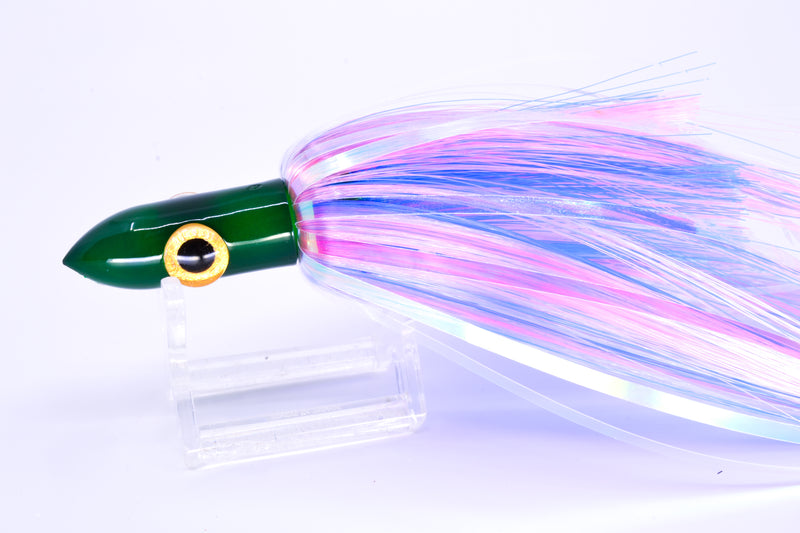 Iland Lures Flasher Series Crystal-Pink-Blue Hair Green Head Jr. Dredge Ilander 6.5" 1oz DJR452F-CY/EPK/EBLMIX