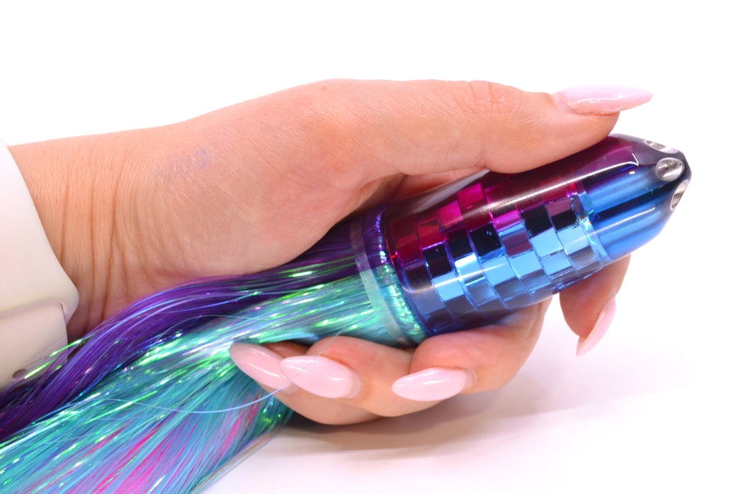 Ali'i Kai Lures Blue Mirrored Fuchsia Back Disco Ball Six Shooter 9" 6oz Strobez Purple-Blue