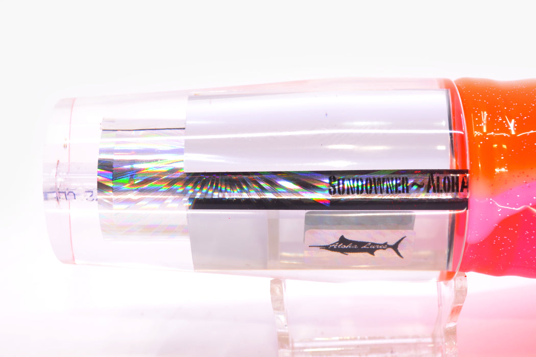 Aloha Lures Mirrored Silver Rainbow Starburst Sundowner 14" 11.5oz Skirted Orange-Pink/Blue