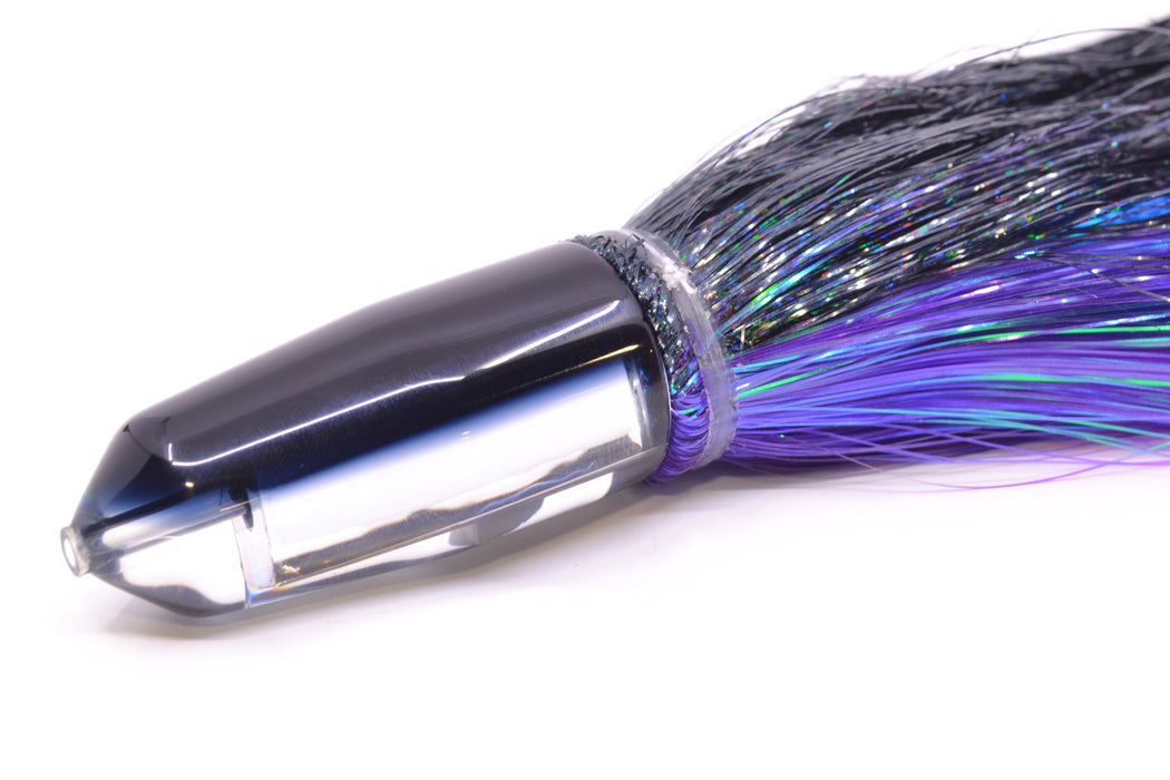 Moyes Lures Clear Mirrored Black Back Sicario Bullet 8" 4.8oz Strobez Black-Purple/Blue