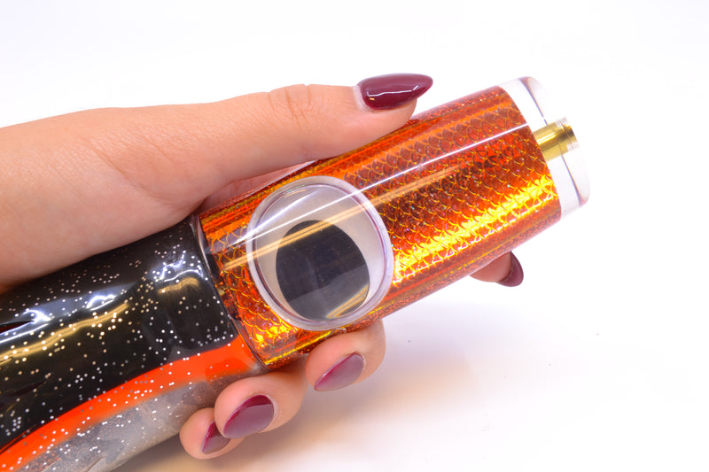 Koya Lures Rainbow Scale Orange Pearl Hard Head 12" 9oz Skirted Black-Orange-Clear
