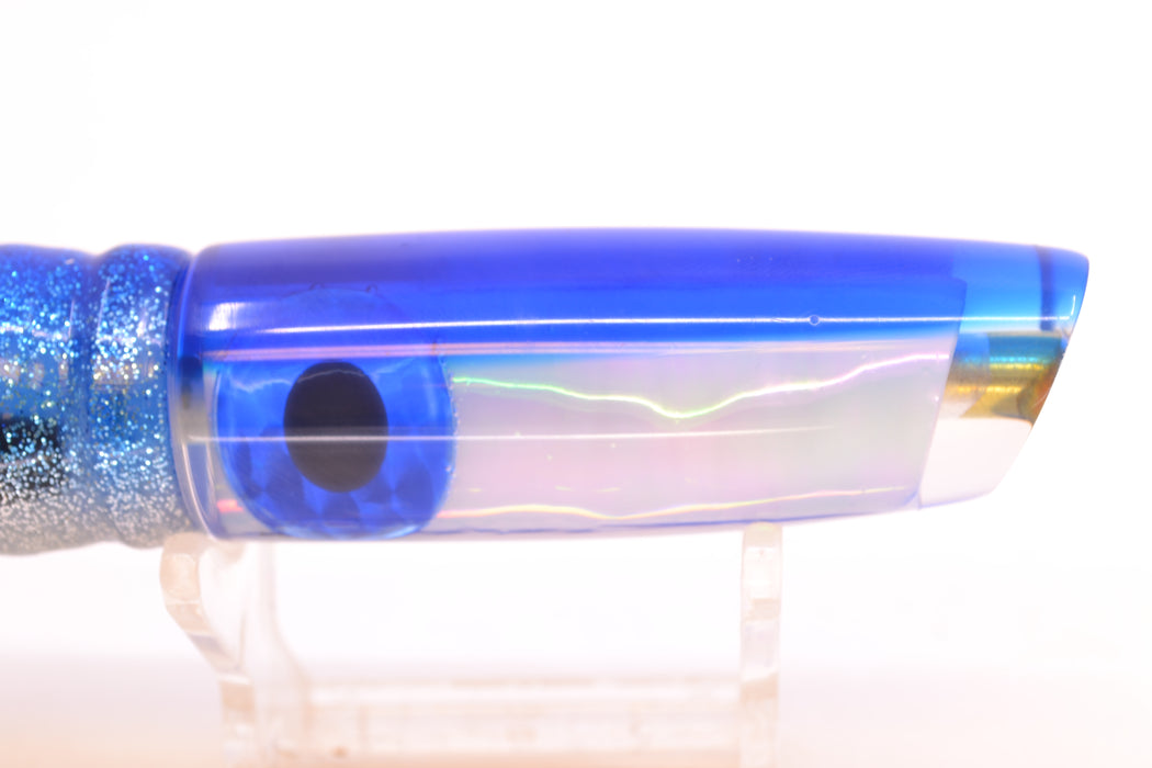 Coggin Lures White Pearl Glass Blue Back Malolo Fying Fish 7" 3oz Skirted Blue-Silver